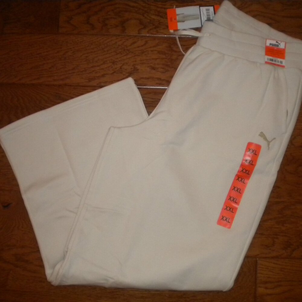 Puma Women's Plus Size XXL Tan Fleece Straight Leg Pants Sweatpants NWT - Picture 2 of 4